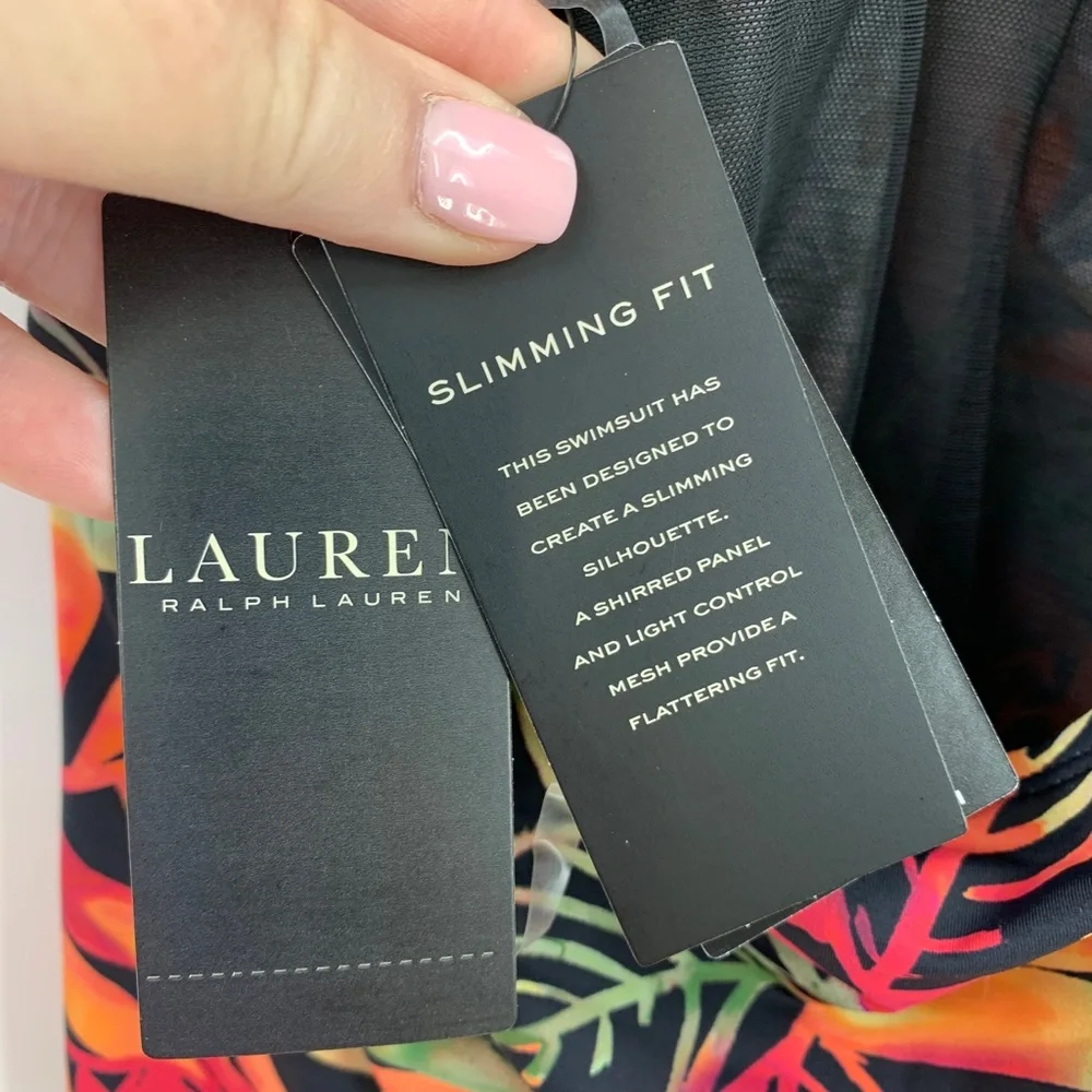Lauren Ralph Lauren High-Neck Tummy Control One Piece in Midnight Tropic…